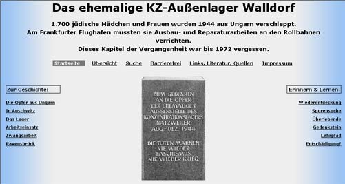 screenshot der Seite KZ Walldorf